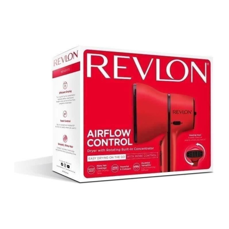 Seche-cheveux Revlon AirFlow control RVDR5320E Rouge Seche-cheveux Revlon AirFlow control RVDR5320E Rouge