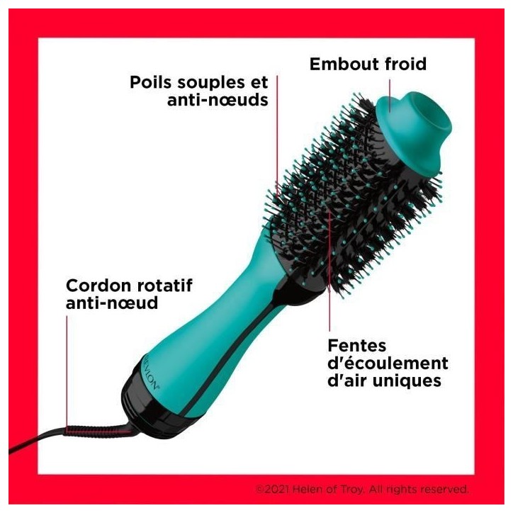 Brosse sechante volumisante REVLON Teal Blue - Technologie ionique - 2 vitesses, 3 niveaux de chaleur