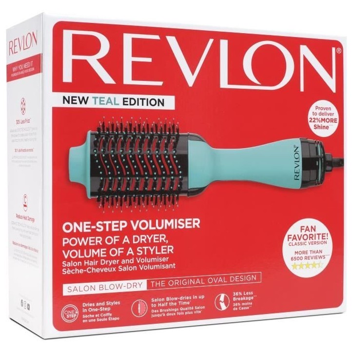 Brosse sechante volumisante REVLON Teal Blue - Technologie ionique - 2 vitesses, 3 niveaux de chaleur