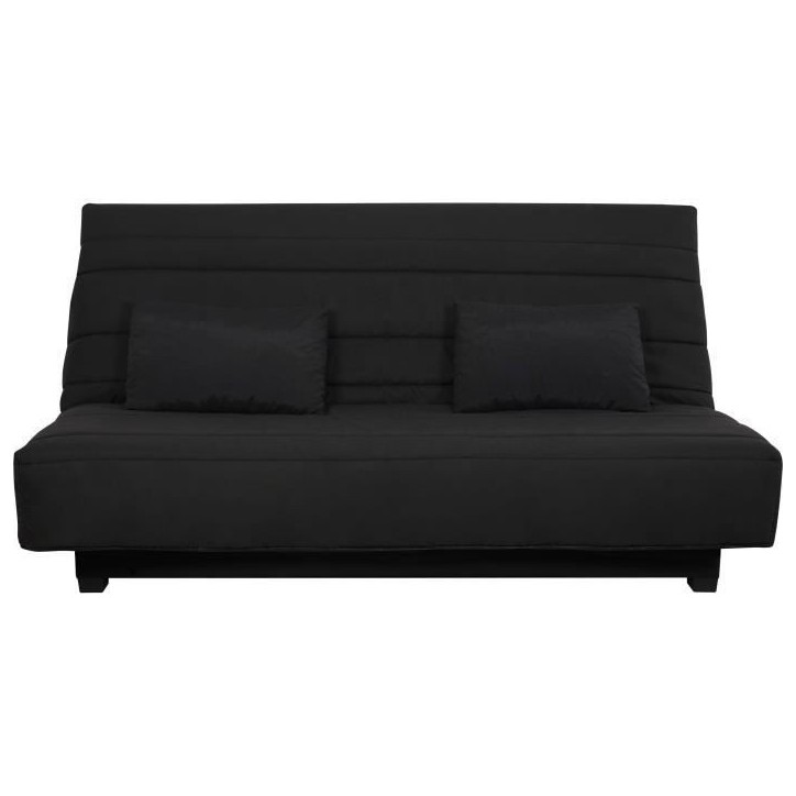 Banquette Clic clac 2 places REVEUR - Tissu noir - Matelas DUNLOPILLO - Couchage 188x128 cm