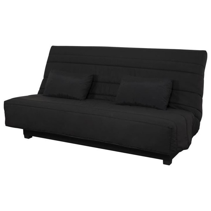Banquette Clic clac 2 places REVEUR - Tissu noir - Matelas DUNLOPILLO - Couchage 188x128 cm