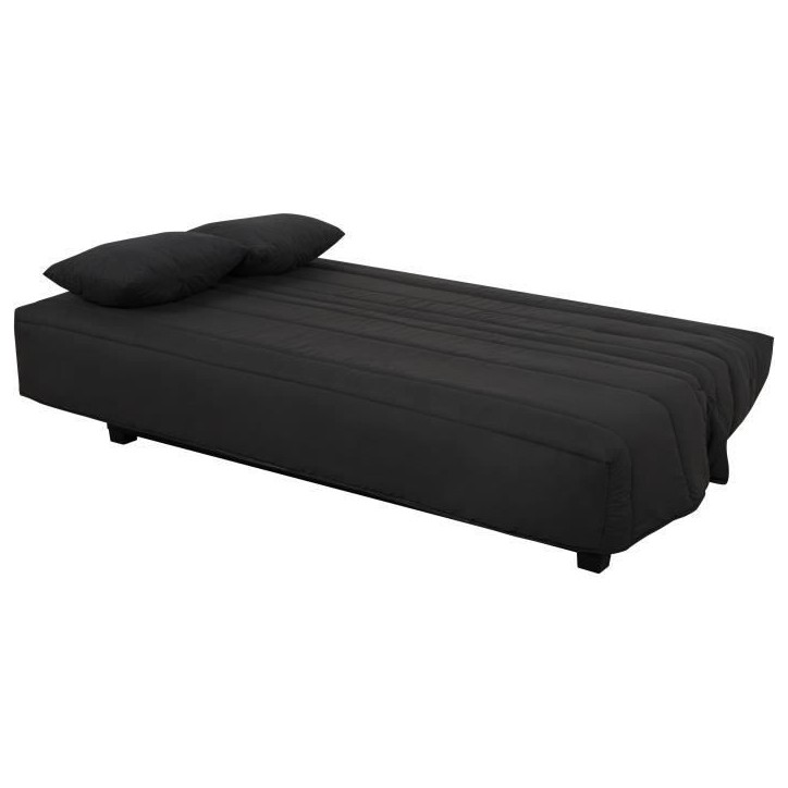 Banquette Clic clac 2 places REVEUR - Tissu noir - Matelas DUNLOPILLO - Couchage 188x128 cm