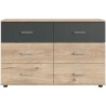 Commode RHODES - 6 tiroirs - Décor Chene et gris - L130 x P41 x H83 c