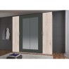 Armoire RHODES - 4 portes + miroirs - Décor Chene Hickory et gris - L