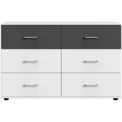 Commode RHODES - 6 tiroirs - Décor Blanc et gris - L130 x P41 x H83 c