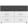 Commode RHODES - 6 tiroirs - Décor Blanc et gris - L130 x P41 x H83 c