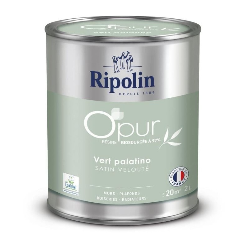 O'pur murs boiseries radiateurs vert palatino satin velouté - RIPOLIN O'pur murs boiseries radiateurs vert palatino satin velouté - RIPOLIN