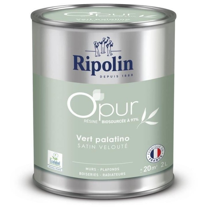 O'pur murs boiseries radiateurs vert palatino satin velouté - RIPOLIN - 2 L O'pur murs boiseries radiateurs vert palatino satin velouté - RIPOLIN - 2 L