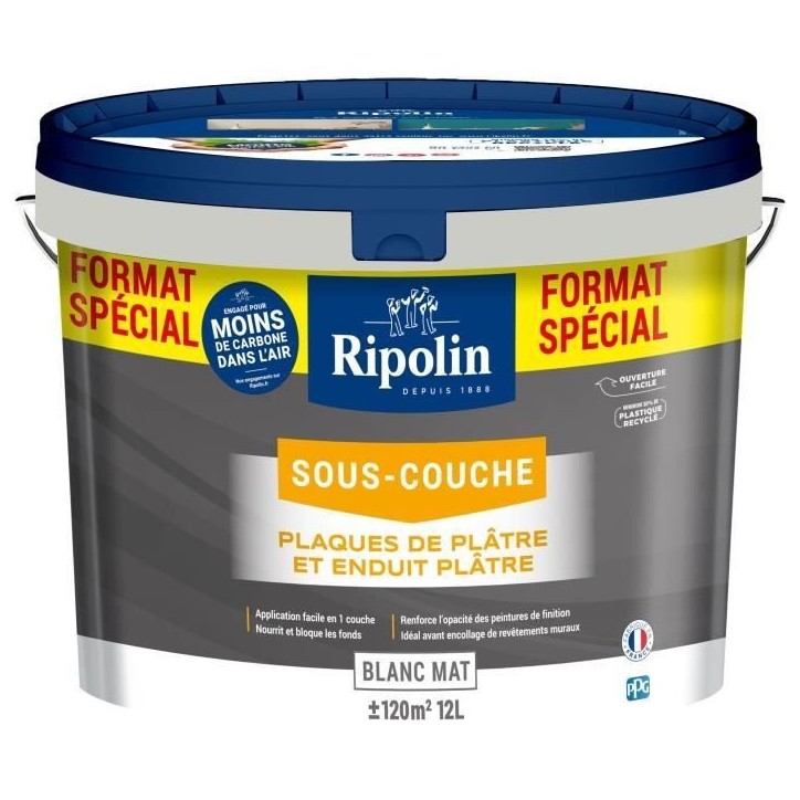Peinture sous-couche plaque de platre - RIPOLIN - 290380 - Blanc - Mat - 12 L Peinture sous-couche plaque de platre - RIPOLIN - 290380 - Blanc - Mat - 12 L