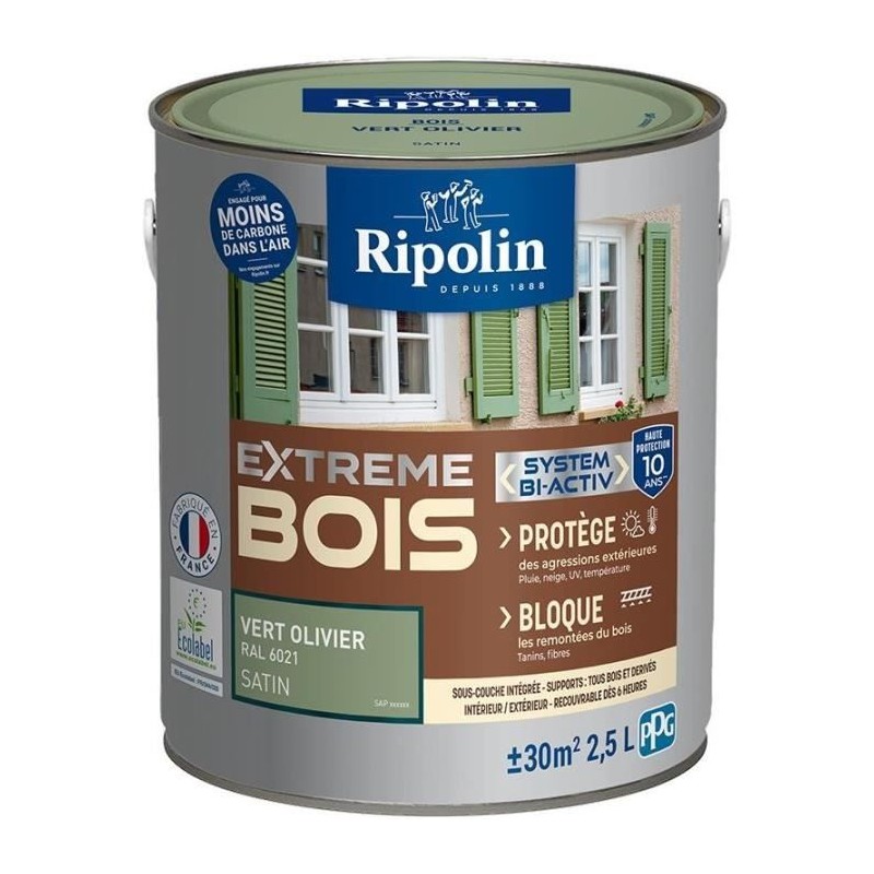RIPOLIN Peinture pour bois intérieur et extérieur - Vert olivier Ral RIPOLIN Peinture pour bois intérieur et extérieur - Vert olivier Ral