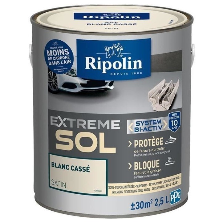 RIPOLIN PROTECTION EXTREME SOL BLANC CASSE SATIN 2,5 L RIPOLIN PROTECTION EXTREME SOL BLANC CASSE SATIN 2,5 L