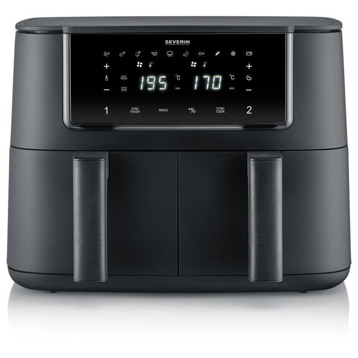 Friteuse sans huile SEVERIN - Airfryer FR2463 - Capacité 8L - Double cuve - 10 programmes - 2600W