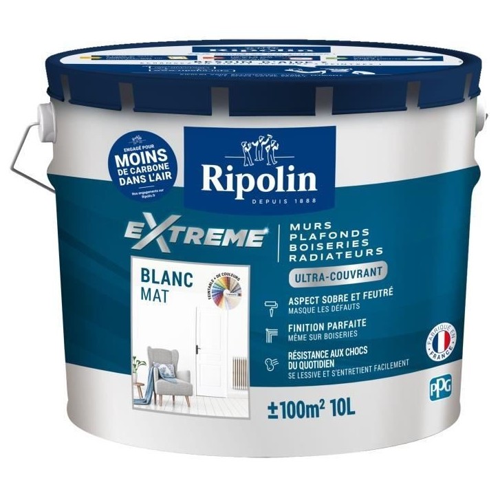 Peinture mur et plafond monocouche mat blanc 10L Ripolin Peinture mur et plafond monocouche mat blanc 10L Ripolin