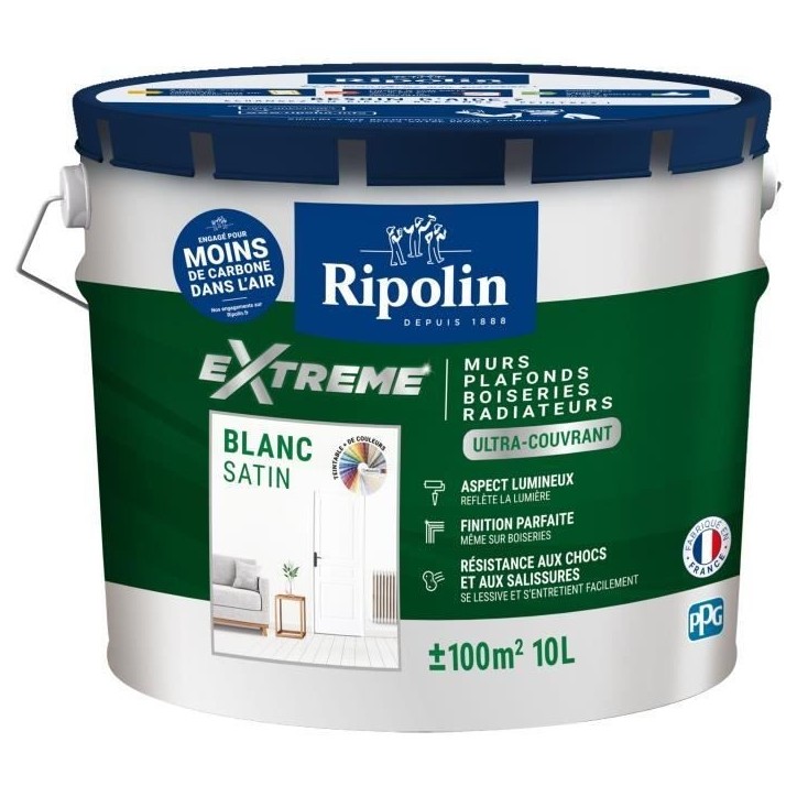Peinture mur et plafond monocouche satin blanc 10L Ripolin Peinture mur et plafond monocouche satin blanc 10L Ripolin