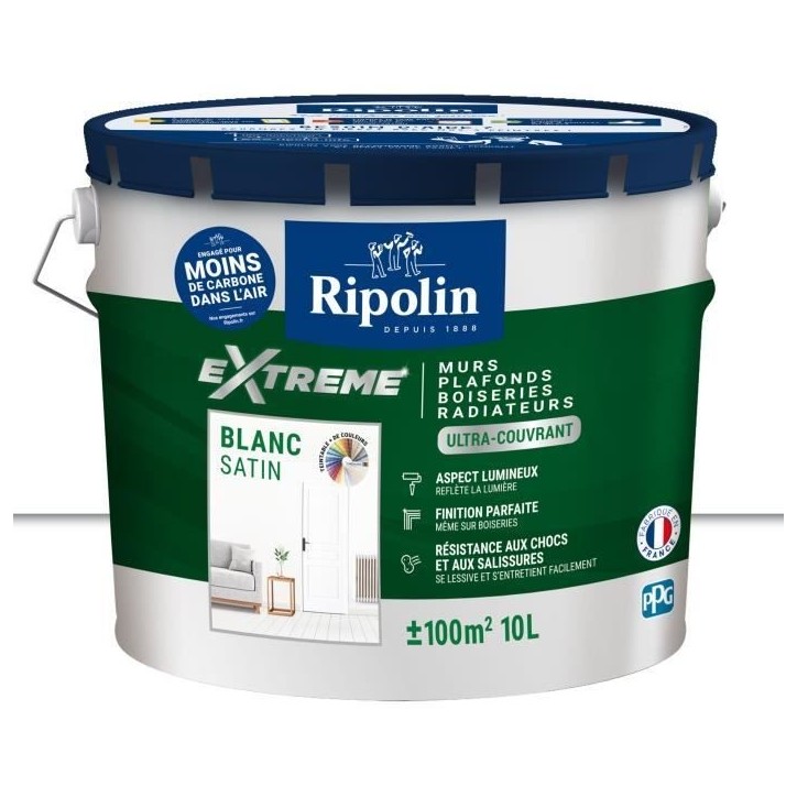 Peinture mur et plafond monocouche satin blanc 10L Ripolin Peinture mur et plafond monocouche satin blanc 10L Ripolin