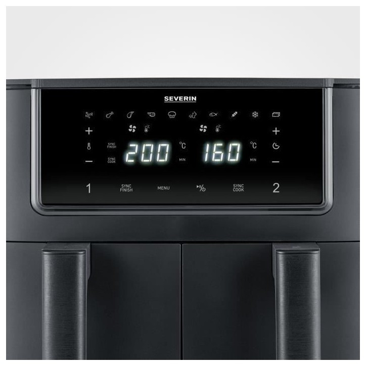 Friteuse sans huile SEVERIN - Airfryer FR2463 - Capacité 8L - Double cuve - 10 programmes - 2600W