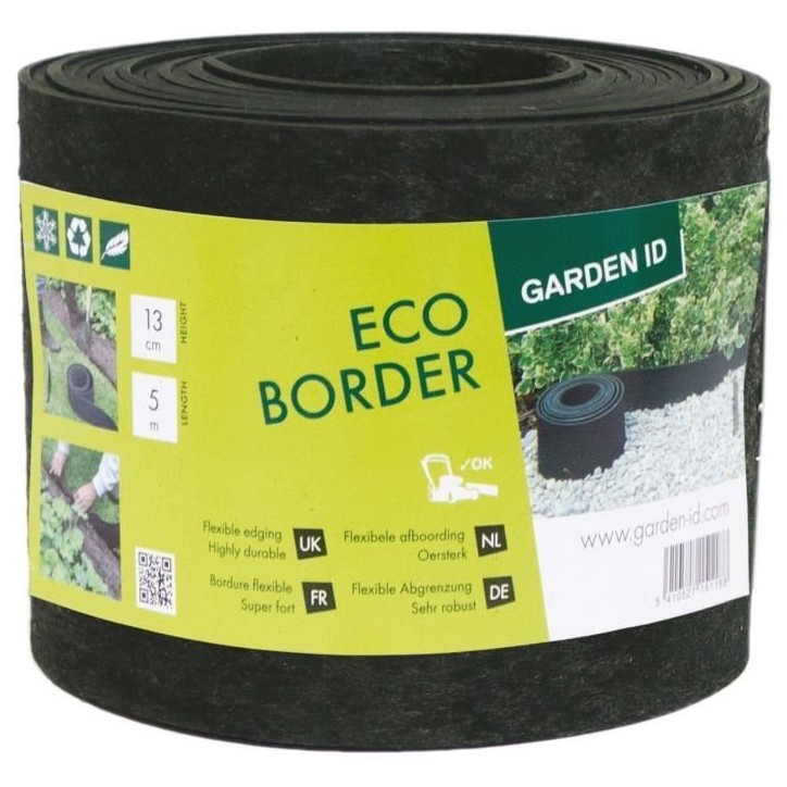 Bordure de jardin en caoutchouc recyclé - GARDEN ID Eco Border - 5 m H13 cm - Indestructible - Flexible, pose droite ou courbé Bordure de jardin en caoutchouc recyclé - GARDEN ID Eco Border - 5 m H13 cm - Indestructible - Flexible, pose droite ou courbé