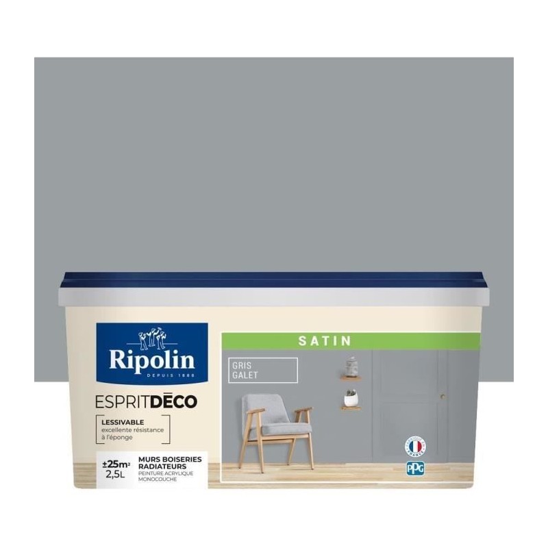 RIPOLIN ESPRIT DECO MULTI SUPPORTS GALET satin 2,5L RIPOLIN ESPRIT DECO MULTI SUPPORTS GALET satin 2,5L