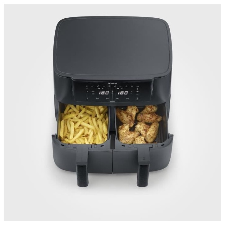 Friteuse sans huile SEVERIN - Airfryer FR2463 - Capacité 8L - Double cuve - 10 programmes - 2600W