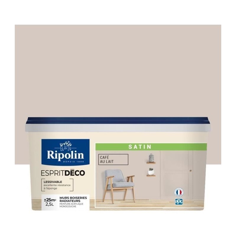 RIPOLIN ESPRIT DECO MULTI SUPPORTS CAFÉ AU LAIT satin 2,5L RIPOLIN ESPRIT DECO MULTI SUPPORTS CAFÉ AU LAIT satin 2,5L