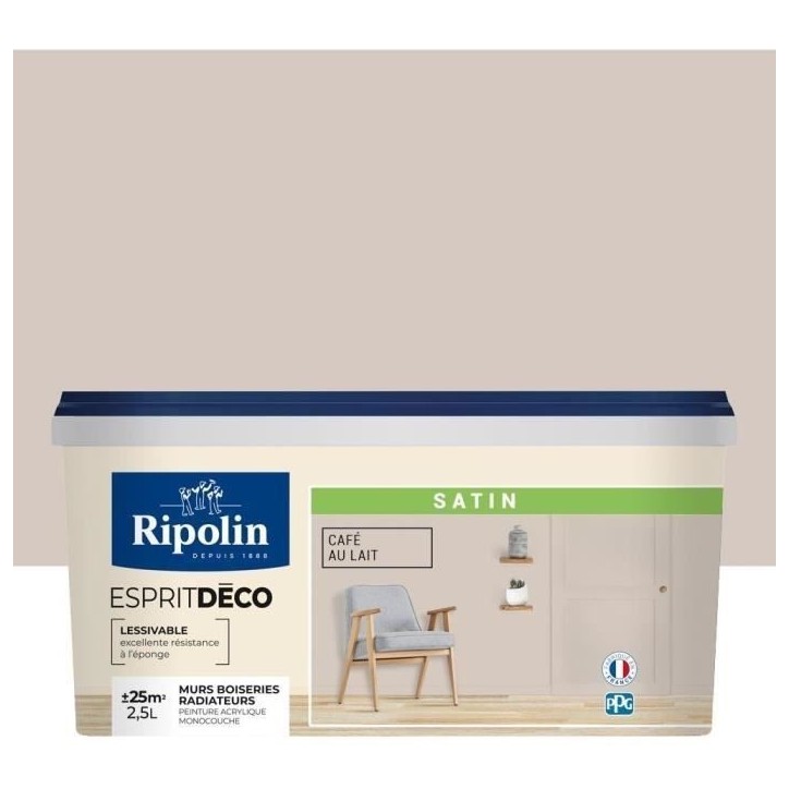 RIPOLIN ESPRIT DECO MULTI SUPPORTS CAFÉ AU LAIT satin 2,5L RIPOLIN ESPRIT DECO MULTI SUPPORTS CAFÉ AU LAIT satin 2,5L