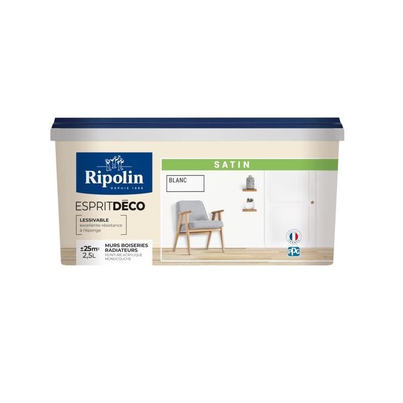 RIPOLIN ESPRIT DECO MULTI SUPPORTS BLANC satin 2,5L RIPOLIN ESPRIT DECO MULTI SUPPORTS BLANC satin 2,5L