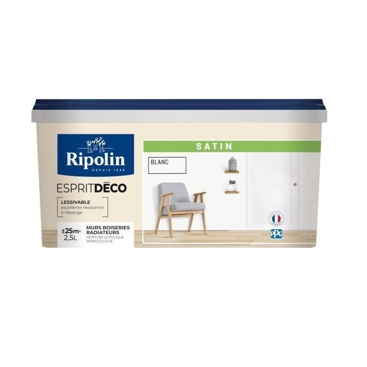 RIPOLIN ESPRIT DECO MULTI SUPPORTS BLANC satin 2,5L RIPOLIN ESPRIT DECO MULTI SUPPORTS BLANC satin 2,5L