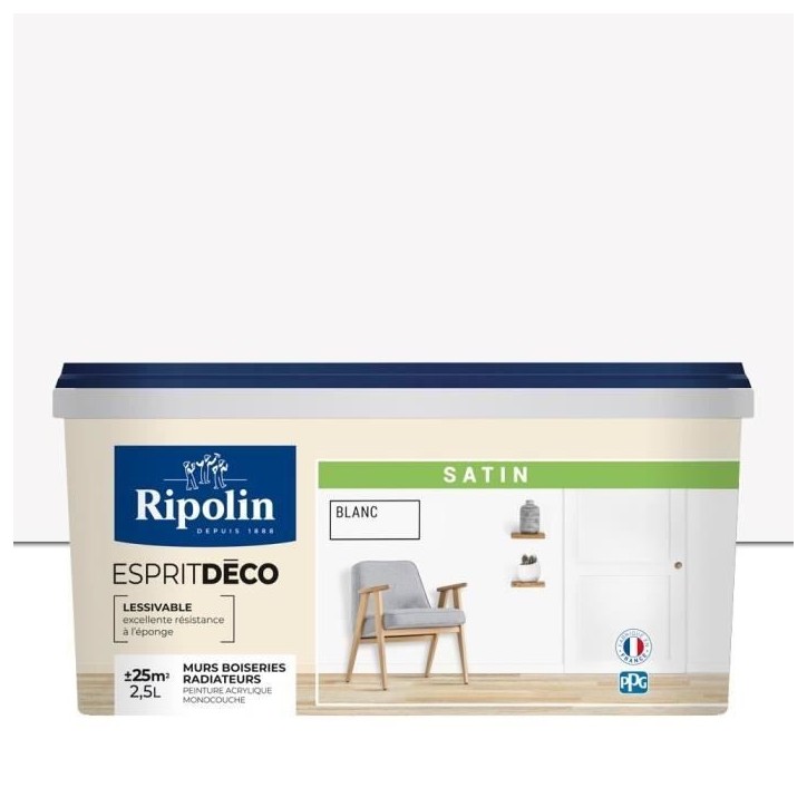 RIPOLIN ESPRIT DECO MULTI SUPPORTS BLANC satin 2,5L RIPOLIN ESPRIT DECO MULTI SUPPORTS BLANC satin 2,5L
