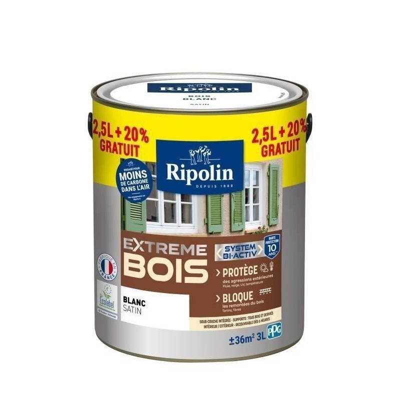 RIPOLIN Peinture Bois Satin Haute Protection 10 ans qui Protege et Mag RIPOLIN Peinture Bois Satin Haute Protection 10 ans qui Protege et Mag