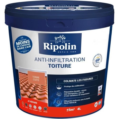 Revetement Anti-Infiltrations Toiture - RIPOLIN - Terre cuite - 4L - B