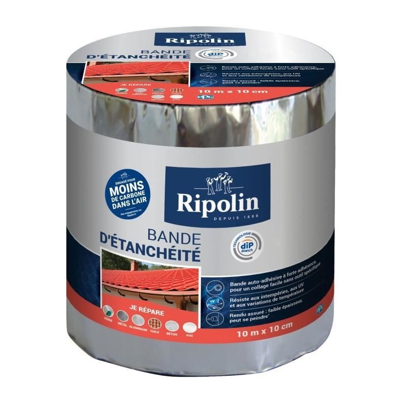 Bande d'étanchéité adhésive RIPOLIN 648105 Aluminium 10 m x 10 cm Bande d'étanchéité adhésive RIPOLIN 648105 Aluminium 10 m x 10 cm