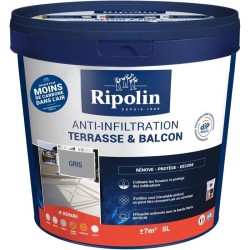 Revetement - RIPOLIN - 3 en 1 Terrasse et Balcon - Gris - 5L - Extéri