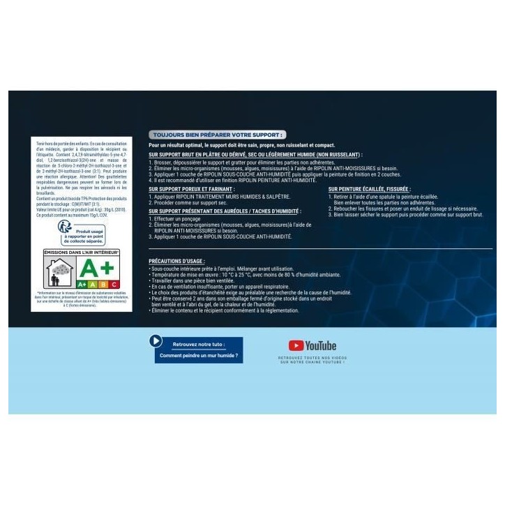 Sous couche anti-humidité mat blanc 2,5L Ripolin