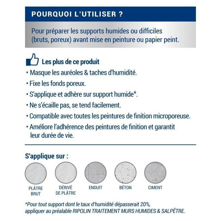 Sous couche anti-humidité mat blanc 2,5L Ripolin