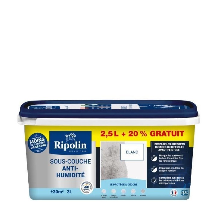 RIPOLIN Sous-Couche Anti Humidité pour Préparer vos supports Humides avant la mise en peinture - RIPOLIN Sous-Couche Anti Humidité pour Préparer vos supports Humides avant la mise en peinture -