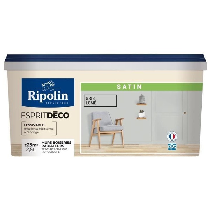 RIPOLIN ESPRIT DECO GRIS LOME SATIN 2.5L RIPOLIN ESPRIT DECO GRIS LOME SATIN 2.5L