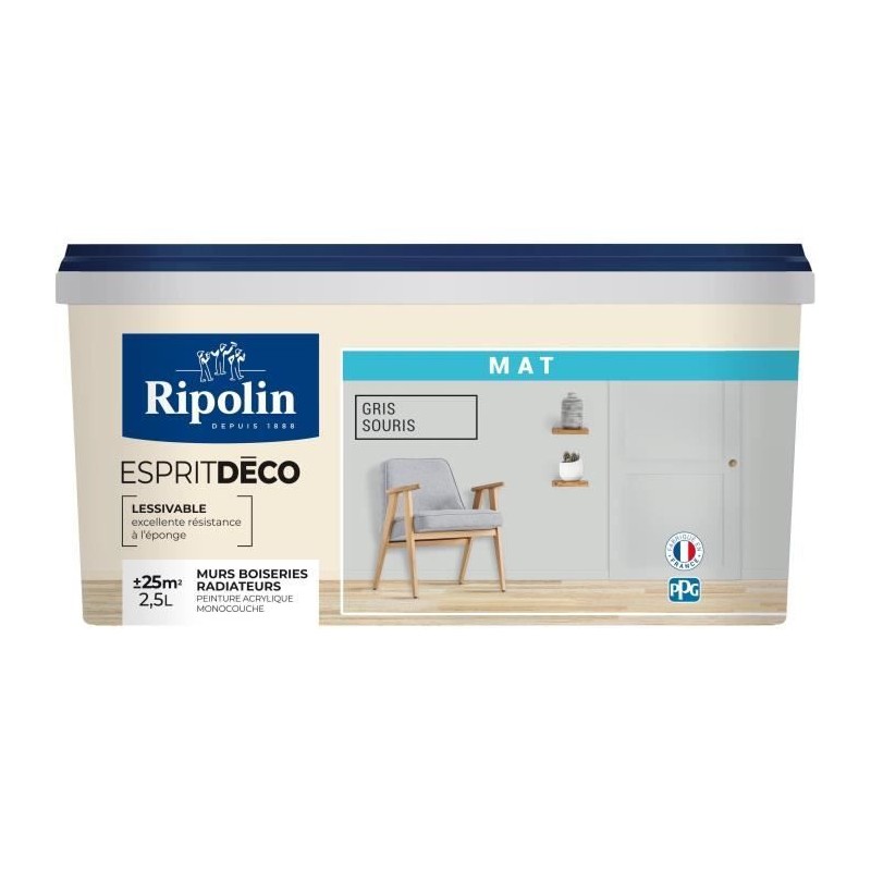 RIPOLIN ESPRIT DECO GRIS SOURIS MAT 2.5L RIPOLIN ESPRIT DECO GRIS SOURIS MAT 2.5L