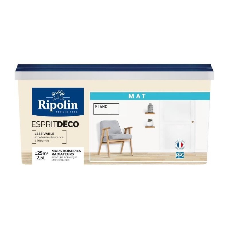 RIPOLIN ESPRIT DECO BLANC MAT 2.5L