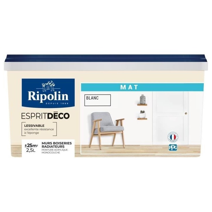 RIPOLIN ESPRIT DECO BLANC MAT 2.5L RIPOLIN ESPRIT DECO BLANC MAT 2.5L