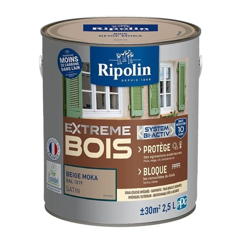 Peinture Extreme bois - Beige moka RAL 1019 satin - RIPOLIN - 2,5 L Peinture Extreme bois - Beige moka RAL 1019 satin - RIPOLIN - 2,5 L