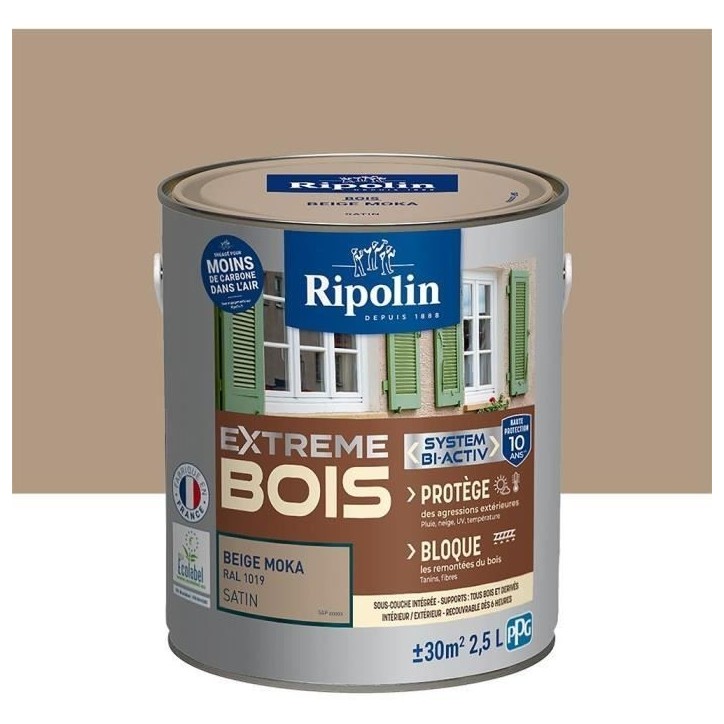 Peinture Extreme bois - Beige moka RAL 1019 satin - RIPOLIN - 2,5 L