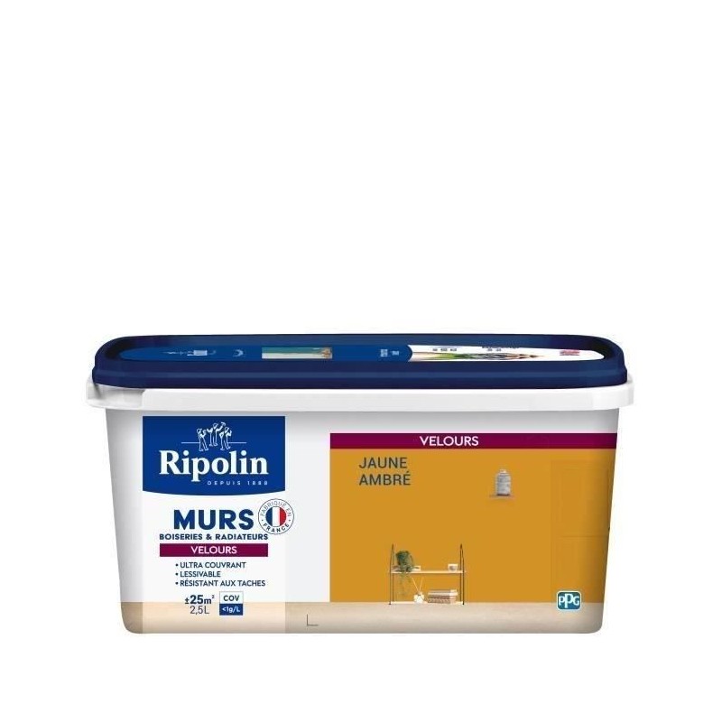 RIPOLIN Peinture Couleur Velours pour Murs, Boiseries Radiateurs - Jau RIPOLIN Peinture Couleur Velours pour Murs, Boiseries Radiateurs - Jau