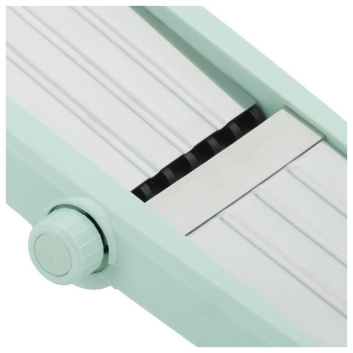 Mandoline 3 en 1 - LIVOO - MEN429 - Acier inoxydable - 3 a 9 mm - Poignée amovible - Poussoir avec piques - Pieds antidérapant