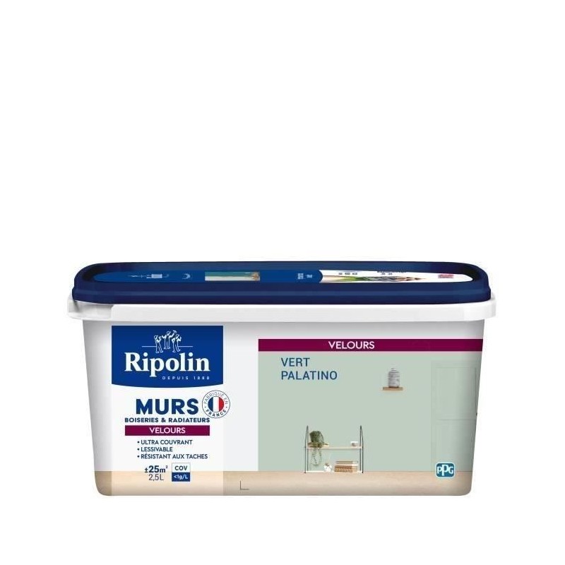 RIPOLIN Peinture Couleur Velours pour Murs, Boiseries Radiateurs - Ver RIPOLIN Peinture Couleur Velours pour Murs, Boiseries Radiateurs - Ver