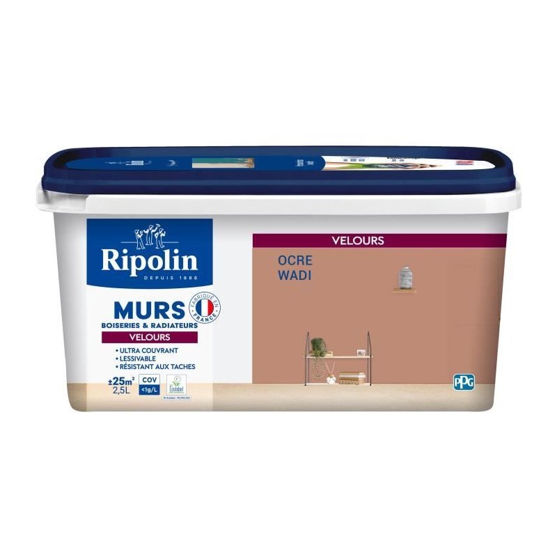 Déco murs boiseries & radiateurs ocre wadi velours - RIPOLIN - 2,5 L Déco murs boiseries & radiateurs ocre wadi velours - RIPOLIN - 2,5 L