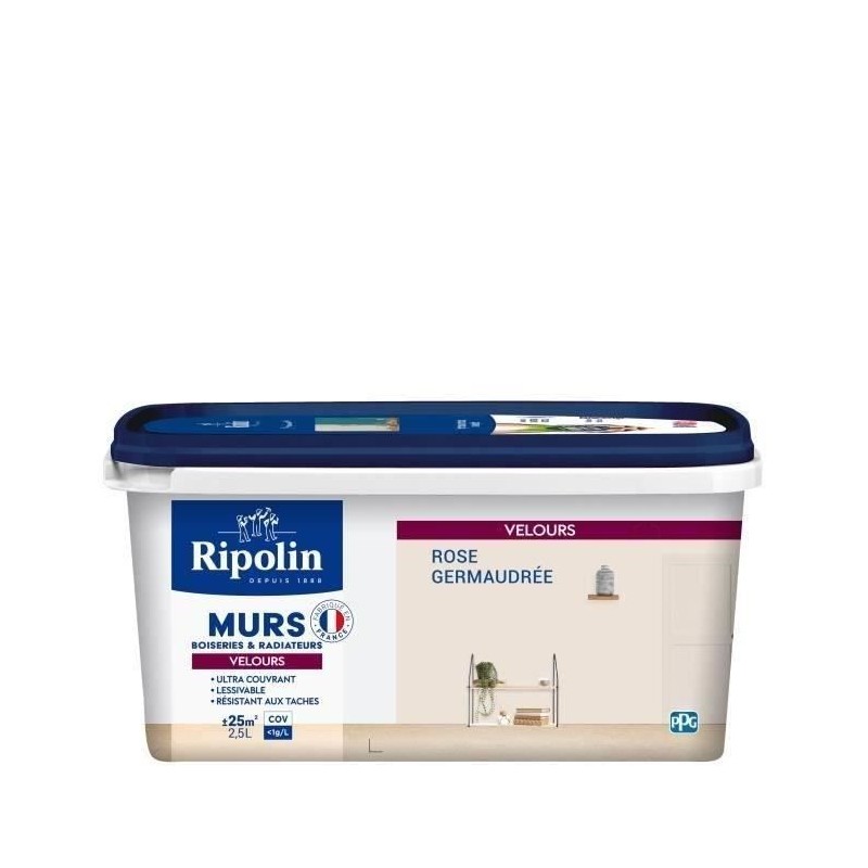 RIPOLIN Peinture Couleur Velours pour Murs, Boiseries Radiateurs - Ros RIPOLIN Peinture Couleur Velours pour Murs, Boiseries Radiateurs - Ros