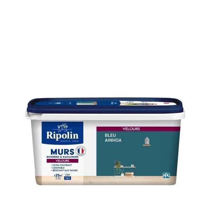 RIPOLIN Peinture Couleur Velours pour Murs, Boiseries Radiateurs - Ble RIPOLIN Peinture Couleur Velours pour Murs, Boiseries Radiateurs - Ble