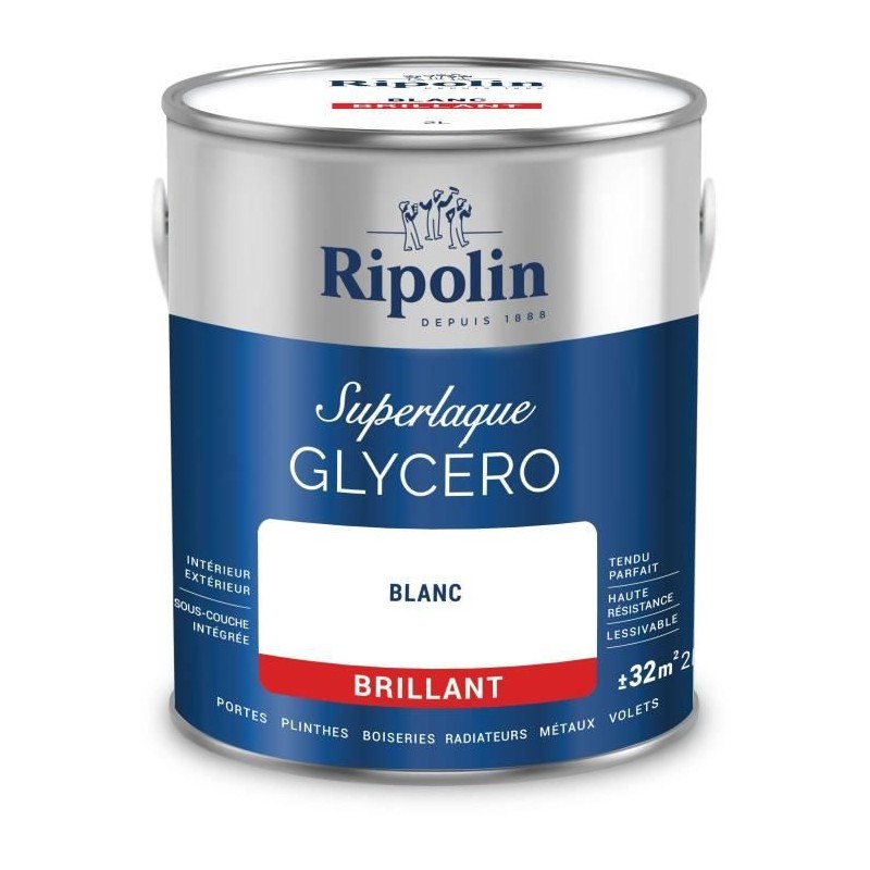 Laque glycéro blanc brillant - RIPOLIN - 2 L Laque glycéro blanc brillant - RIPOLIN - 2 L