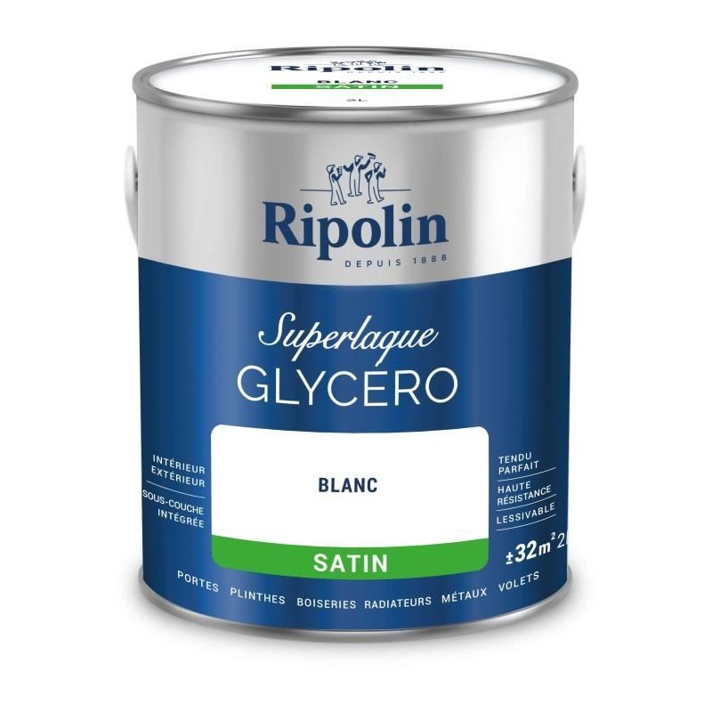 Laque glycéro - RIPOLIN - 447559 - Blanc - Satin - 2 L Laque glycéro - RIPOLIN - 447559 - Blanc - Satin - 2 L