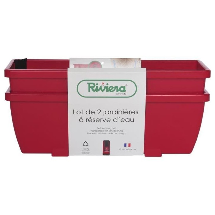 Bac a fleurs RIVIERA EVA - Lot 2 jardinieres - Plastique - 57 cm - Rouge Bac a fleurs RIVIERA EVA - Lot 2 jardinieres - Plastique - 57 cm - Rouge